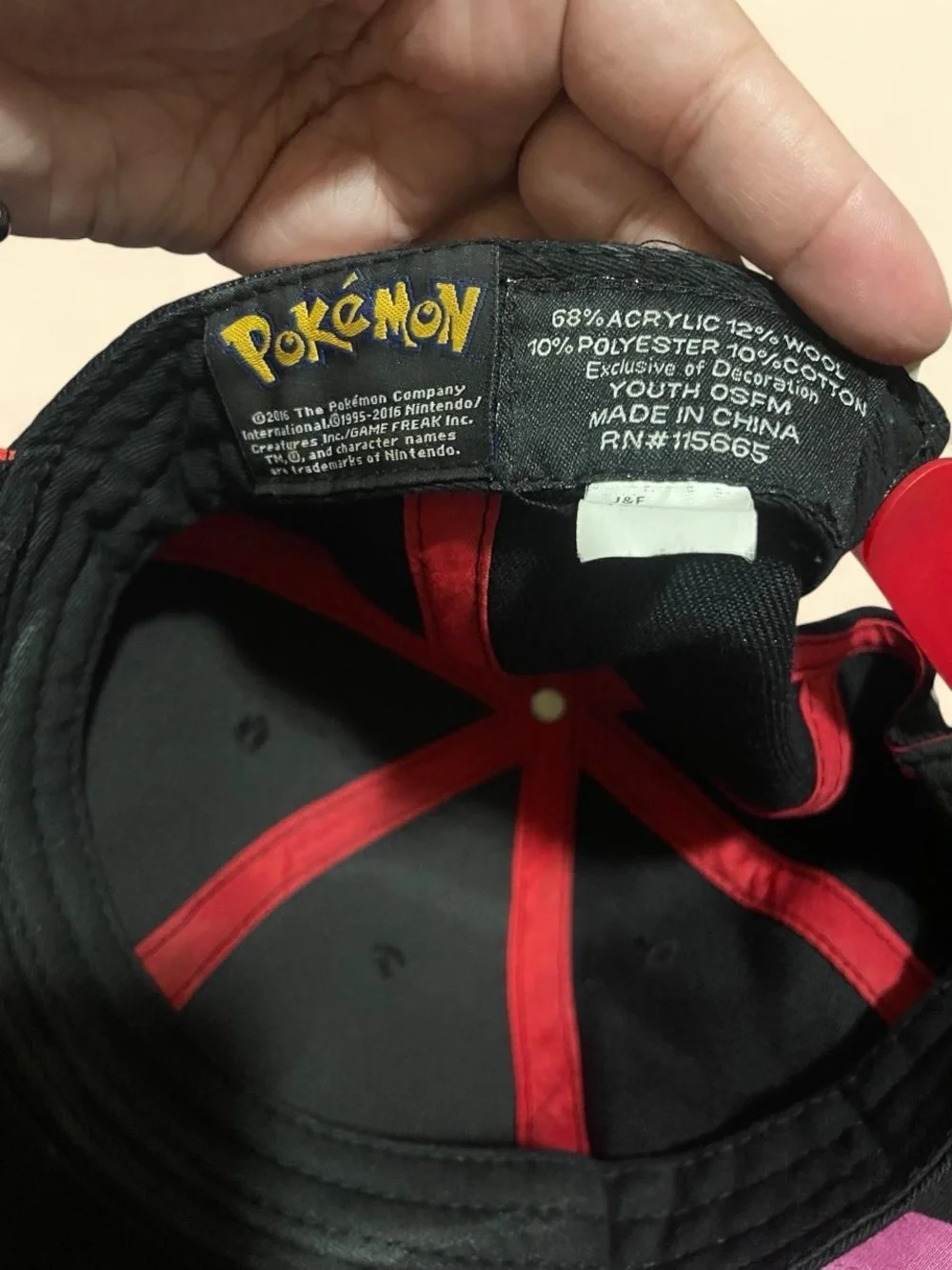 Pokemon Black Cap with Red Poké Ball and Multicolor Character Brim